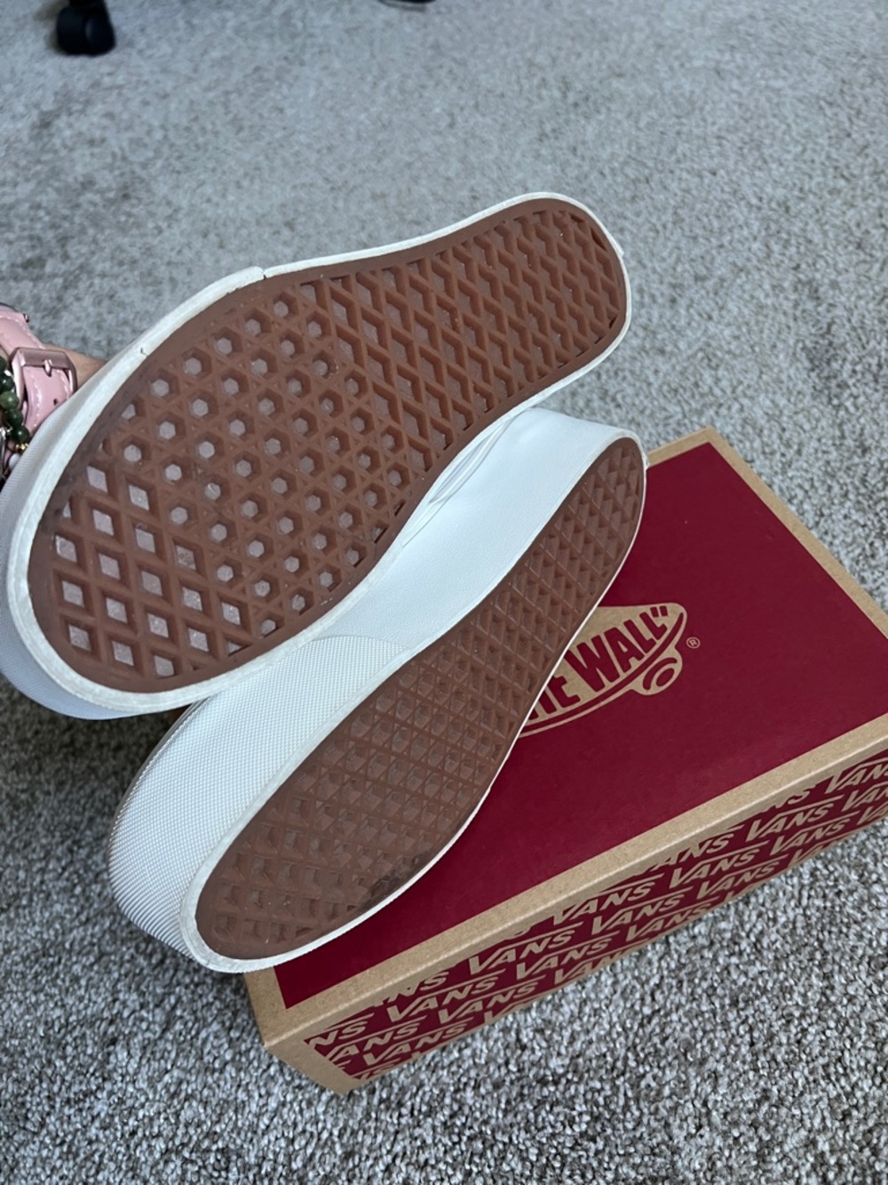 Vans Pink and White Checkerboard Platform Slip-Ons - Picture 3 of 3